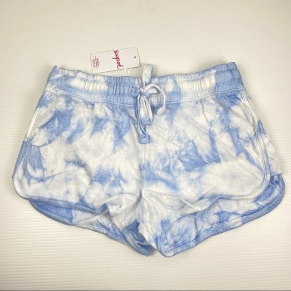 🤑 Supré Blue Tie Dye Elastic Waist Relaxed Active Gym Short Shorts Size S - Picture 2 of 10
